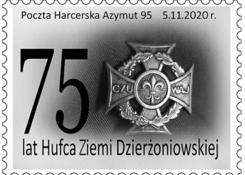 znaczek 75-lecia działalności harcerstwa na Ziemi Dzierżoniowskiej
