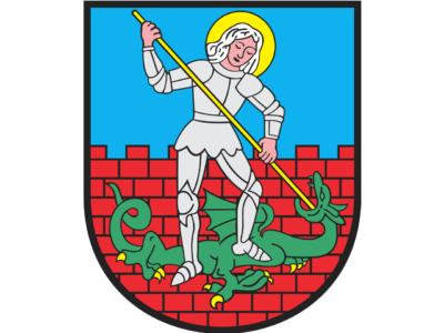 herb Dzierżoniowa ze św. Jerzym