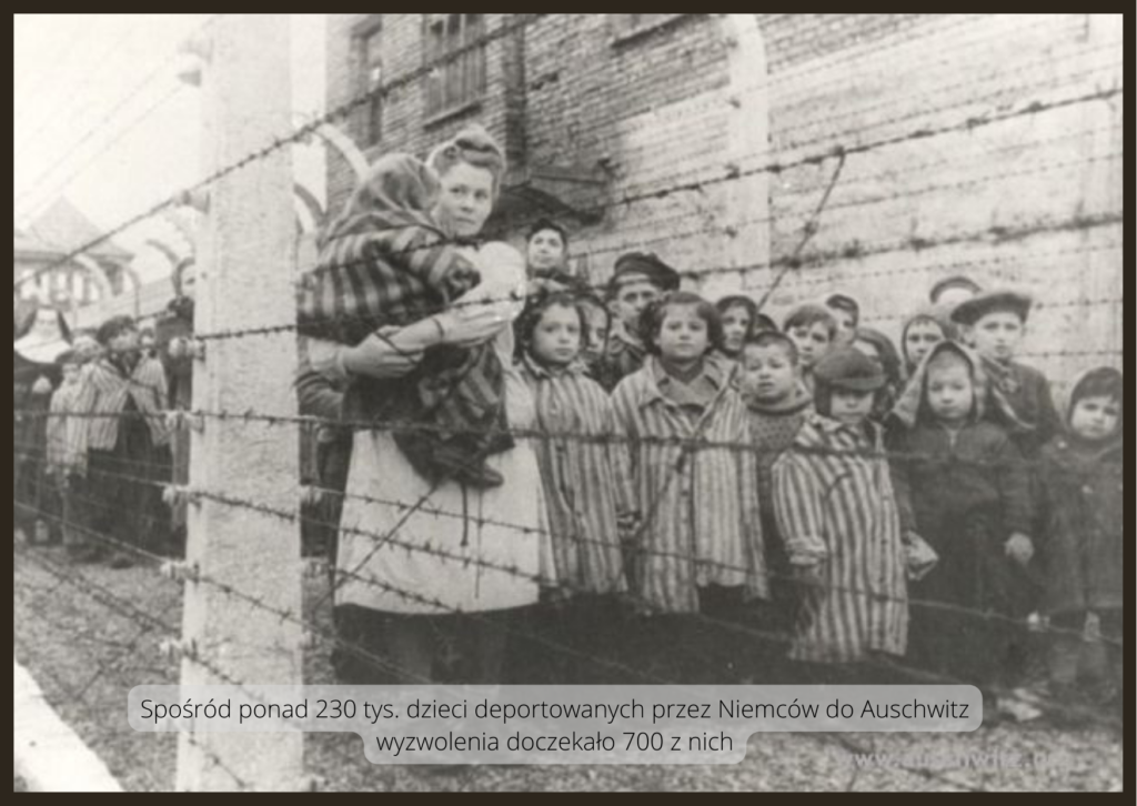 Dzieci wyzwolone z obozu koncentracyjnego w Auschwitz