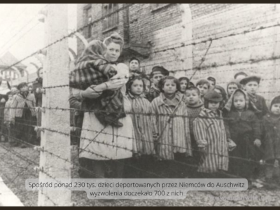 Dzieci wyzwolone z obozu koncentracyjnego w Auschwitz
