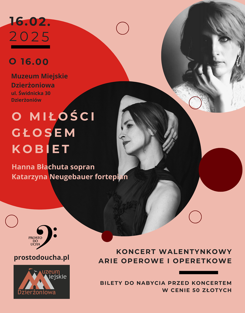 plakat koncertu walentynkowego: "O miłości głosem kobiet"